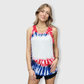 ILTEX Apparel Women's Clothing Tie Dye 4th of July Blank Faux Bleached Tank Top