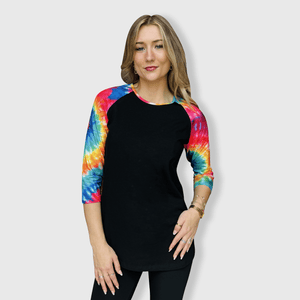 ILTEX Apparel Women's Clothing Tie Dye Black Top
