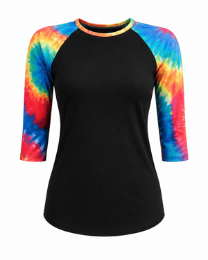 ILTEX Apparel Women's Clothing Tie Dye Black Top