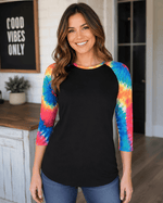 ILTEX Apparel Women's Clothing Tie Dye Black Top