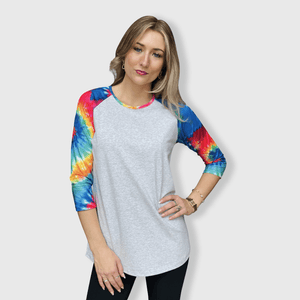 ILTEX Apparel Women's Clothing Tie Dye Gray Top