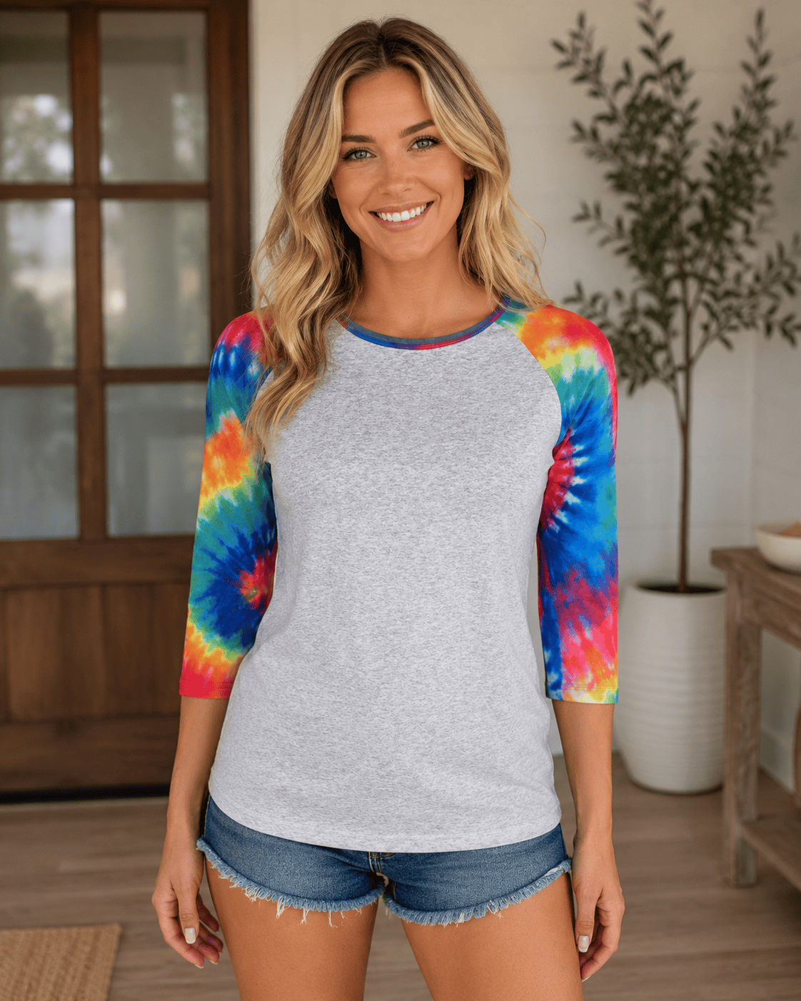 ILTEX Apparel Women's Clothing Tie Dye Gray Top