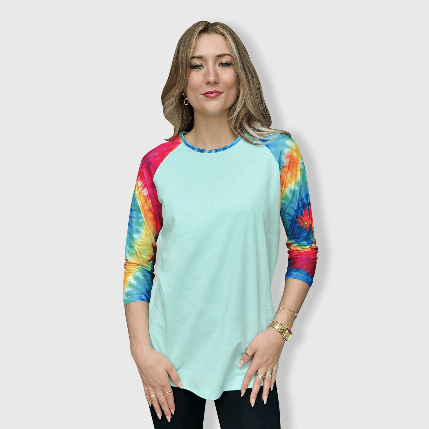 ILTEX Apparel Women's Clothing Tie Dye Mint Top