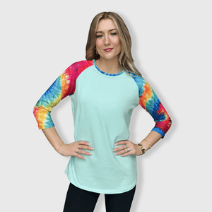 ILTEX Apparel Women's Clothing Tie Dye Mint Top