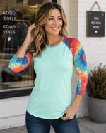ILTEX Apparel Women's Clothing Tie Dye Mint Top