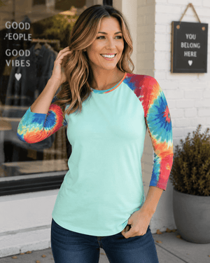 ILTEX Apparel Women's Clothing Tie Dye Mint Top