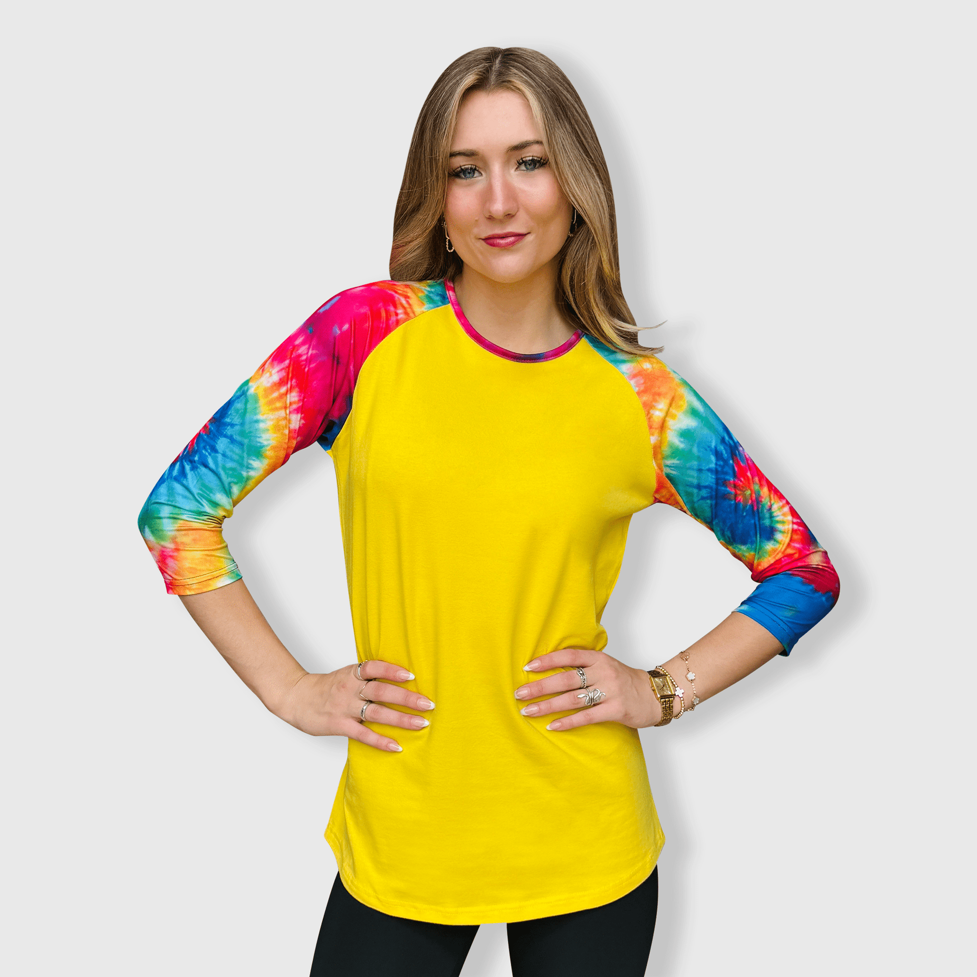 ILTEX Apparel Women's Clothing Tie Dye Yellow Top