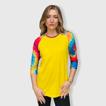ILTEX Apparel Women's Clothing Tie Dye Yellow Top