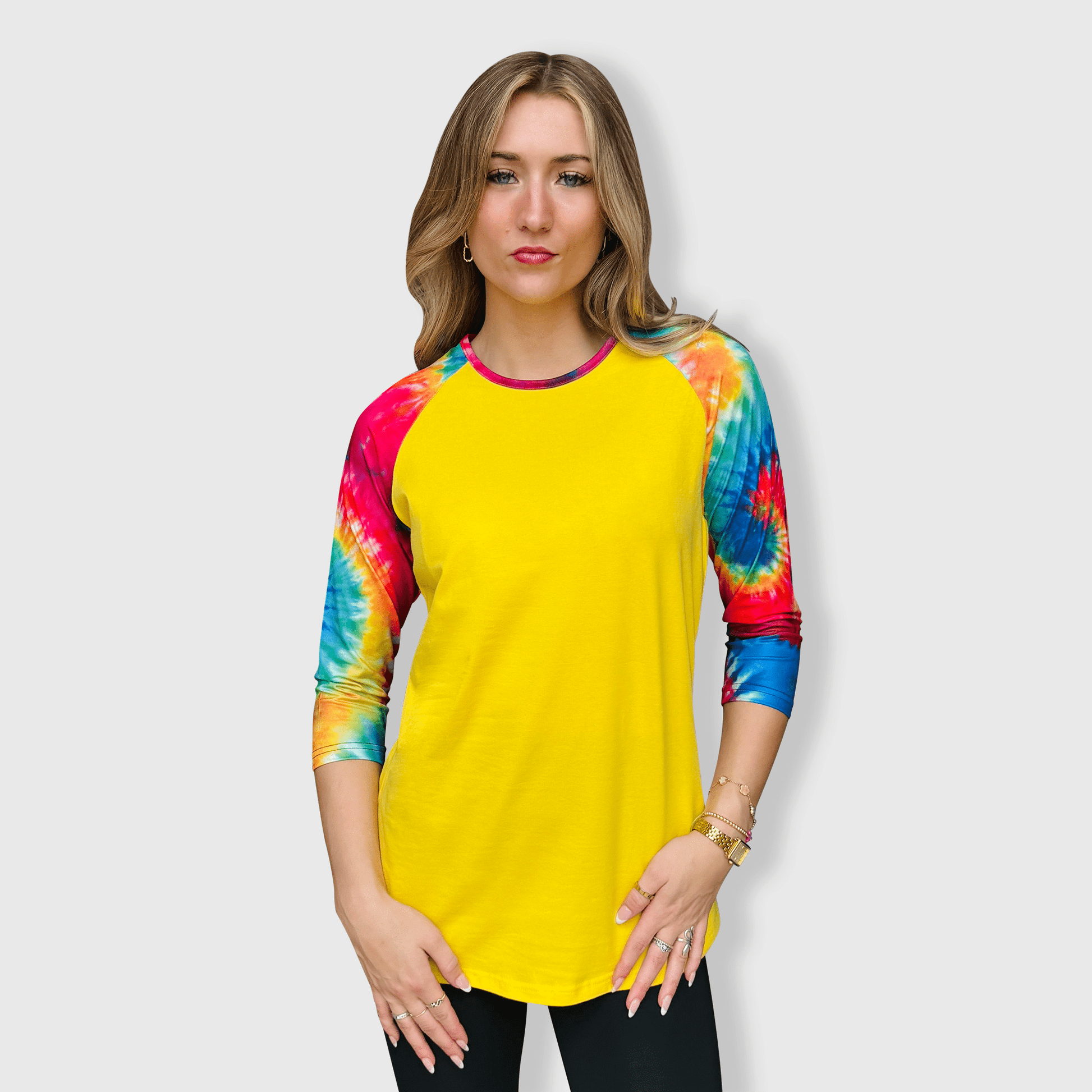 ILTEX Apparel Women's Clothing Tie Dye Yellow Top