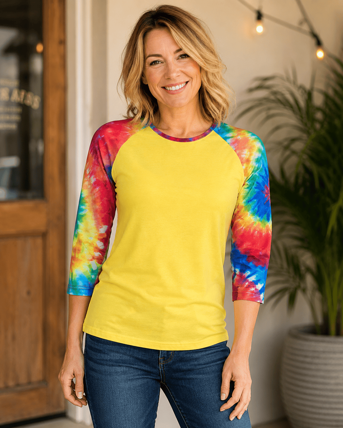 ILTEX Apparel Women's Clothing Tie Dye Yellow Top