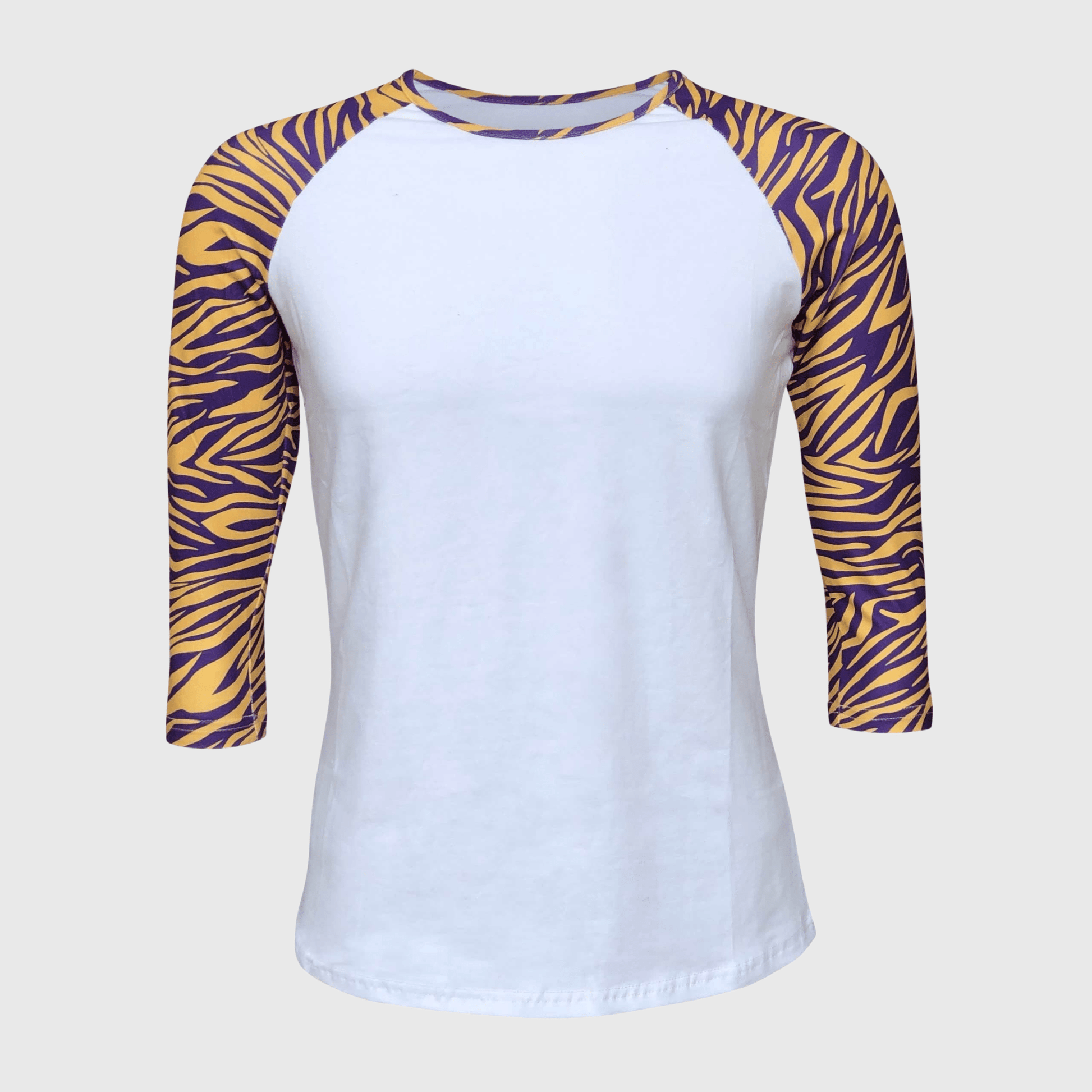 ILTEX Apparel Women's Clothing Tiger Purple Gold Raglan Top