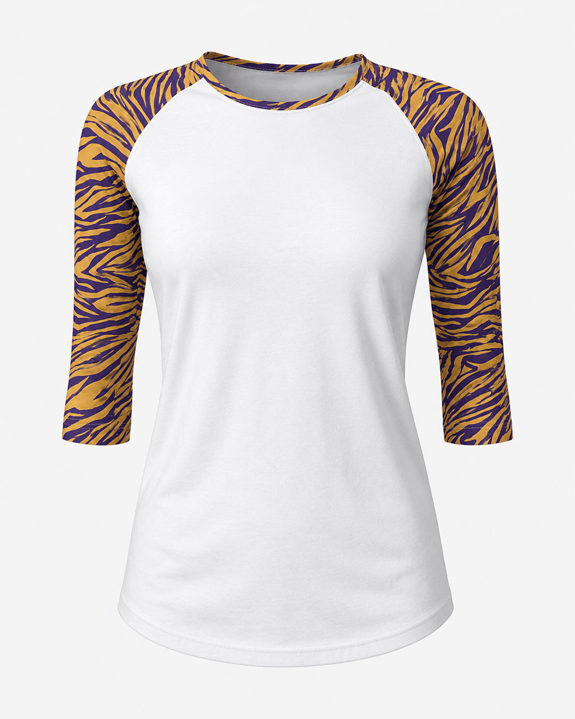 ILTEX Apparel Women's Clothing Tiger Purple Gold Raglan Top