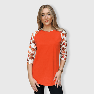 ILTEX Apparel Women's Clothing Turkey Thanksgiving Orange Raglan Top