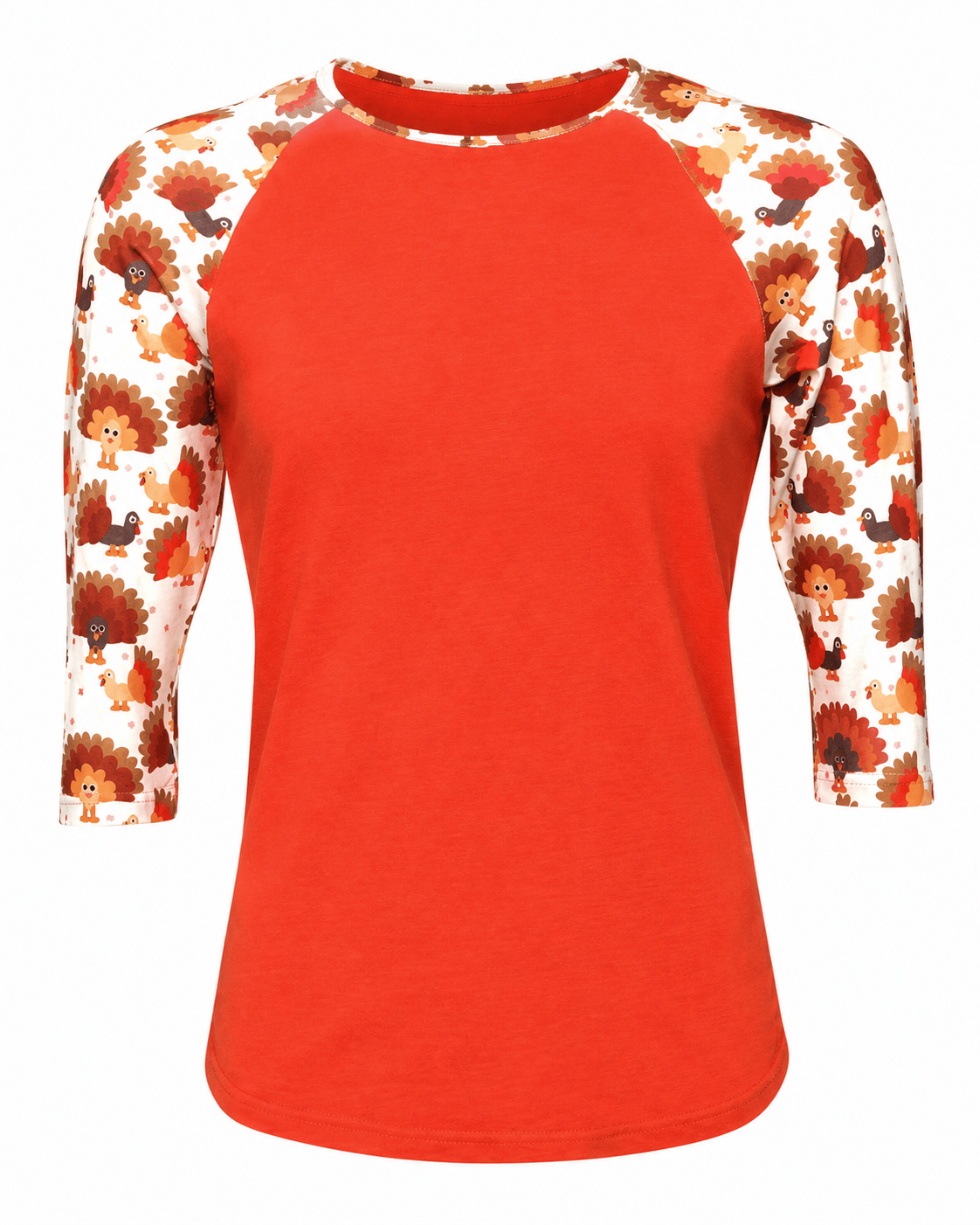 ILTEX Apparel Women's Clothing Turkey Thanksgiving Orange Raglan Top