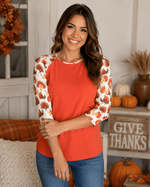 ILTEX Apparel Women's Clothing Turkey Thanksgiving Orange Raglan Top