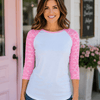 Lace Sleeves Top - White/Pink