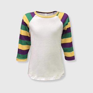 ILTEX T-Shirts Kids Clothing Mardi Gras Striped White Top Kids