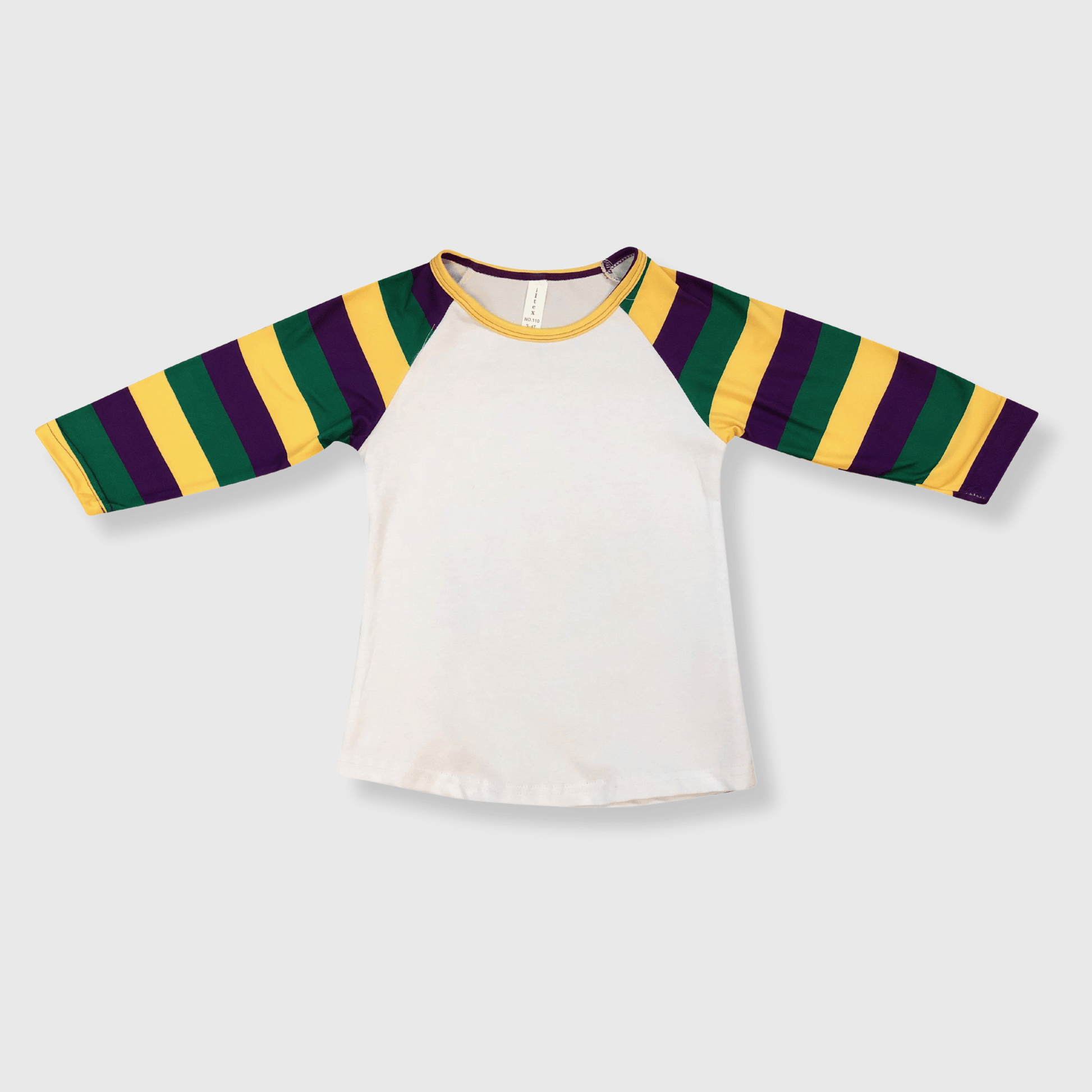 ILTEX T-Shirts Kids Clothing Mardi Gras Striped White Top Kids
