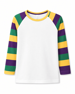 ILTEX T-Shirts Kids Clothing Mardi Gras Striped White Top Kids